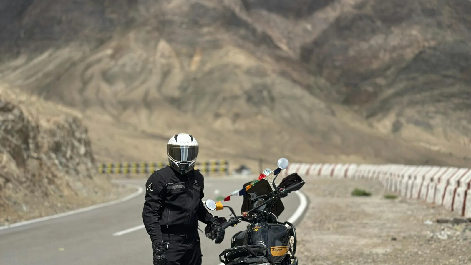 Motorcycle on mountain road in Ladakh