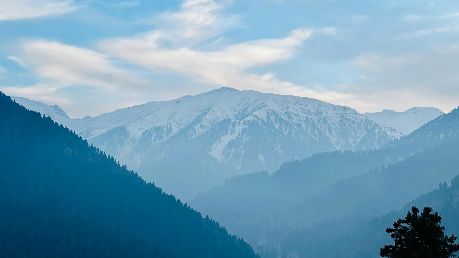 Alpine lake surrounded by mountains in Kashmir