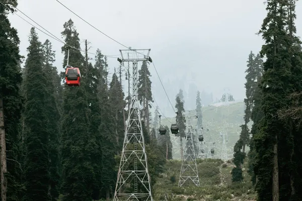 Gulmarg Gondola cable car ascending Apharwat Peak in winter