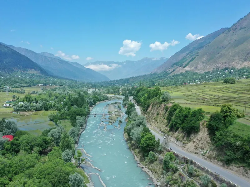 Panoramic Kashmir valley aerial view
