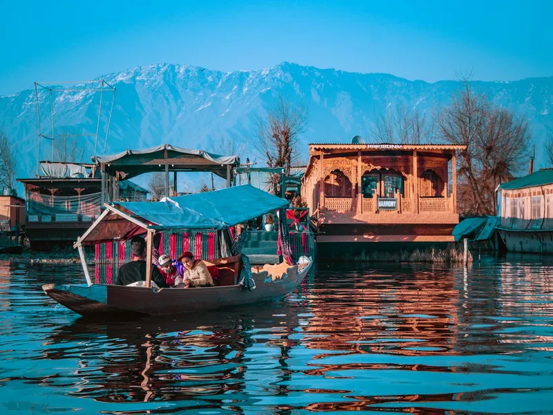 Tourists on shikara boat Dal Lake