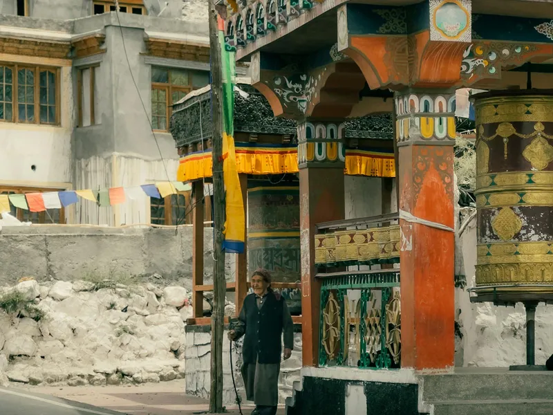 Diskit prayer wheels in Nubra Valley