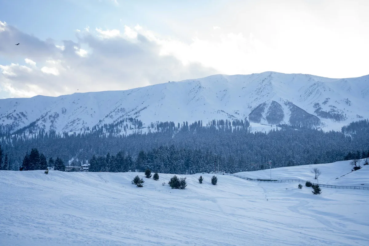 Winter snow landscape in Gulmarg, Kashmir