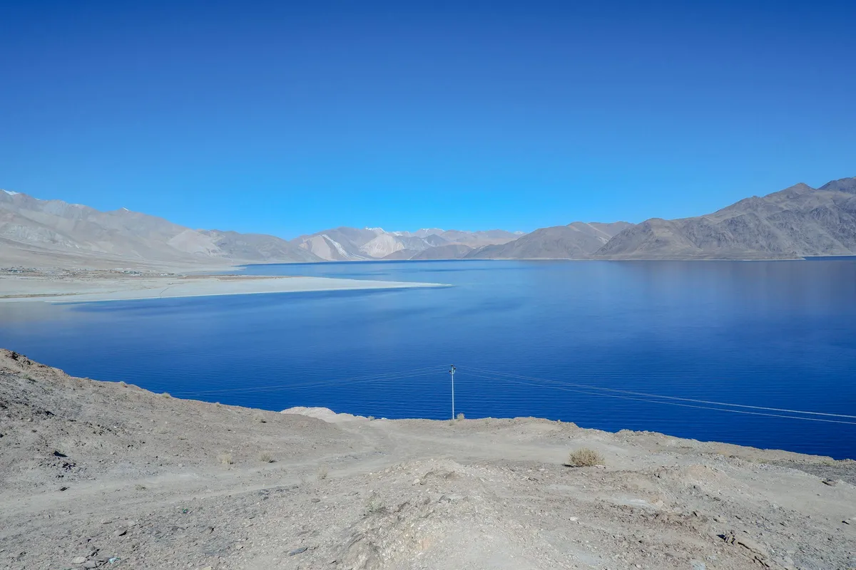 Remote southern shore of Pangong Lake near Merak village