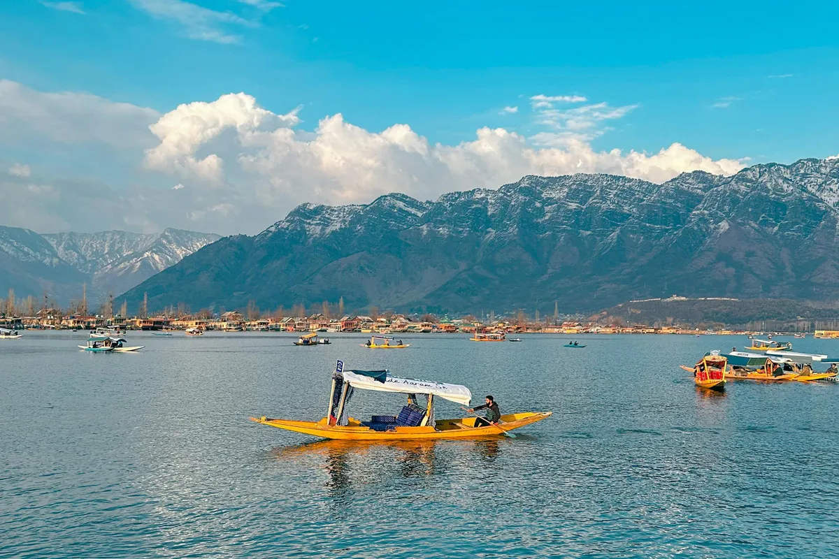 Family friendly shikara boats on Dal Lake Kashmir